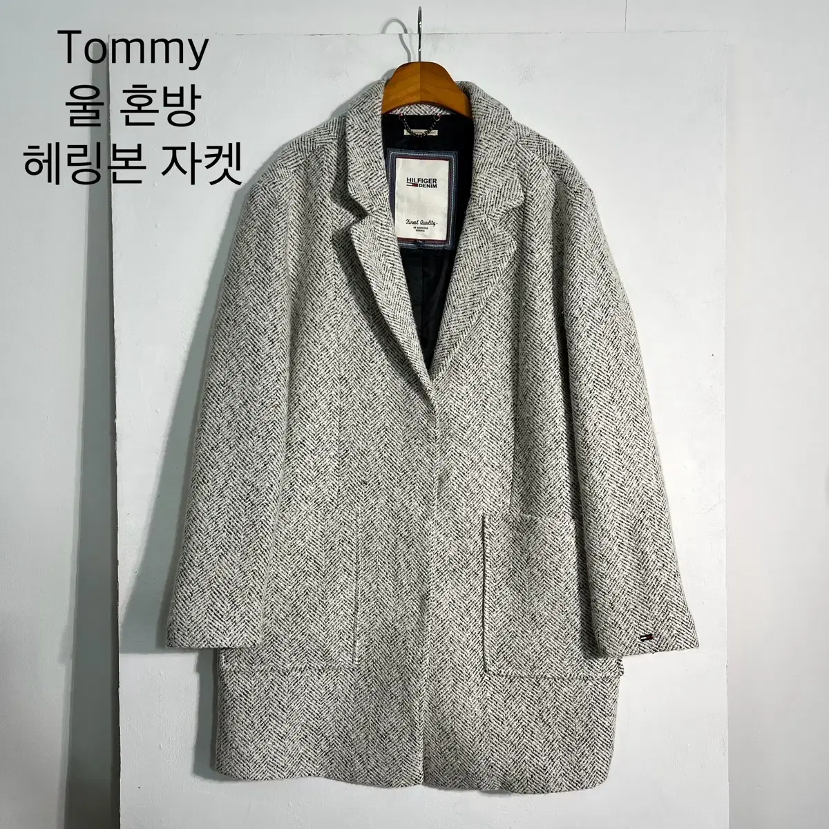 Tommy 타미힐피거 울 혼방 헤링본 코트